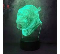 3D Shrek LED Night Light 7 Color Change Remote Control USB Base Battery Powered Desk Table Illusion Optical Night Light Home Decor Boy Kid Children Te