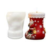 3D Silicone Christmas Stocking - Candle Santa Claus with Gift, Christmas Tree and Snow Patterns, Craft Mould Festive Creation for Resin, and Soap
