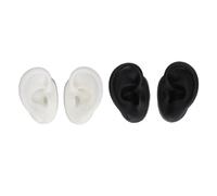 3D Silicone Ear Model Soft Flexible Fake Model Practice Tool for Jewelry Display Left Right Ear Simulation (Black and White)