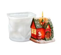 3D Silicone Houses Moulds - Christmas Candle Holiday Mould with Igloos and Trees, DIYs Casting Houses Molds for Wax Plaster Resin, Christmas Crafts for Fondant, Chocolate, Soap