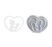 3D Silicone Moulds Casting Moulds Heart, Various Heart Motifs and Letters, Handmade, Ideal for Mother's Day, a Gift for Mum (Motif of Mother and Child)