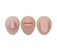 3D Silicone Piercing Body Model Set, Realistic Mouth Tongue Nose Practice Kit for Piercing Training, Reusable Flexible Simulation for Lip Tongue Nose Piercing (Medium Skin Color)