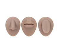 3D Silicone Piercing Body Model Set, Realistic Mouth Tongue Nose Practice Kit for Piercing Training, Reusable Flexible Simulation for Lip Tongue Nose Piercing (Dark Skin)