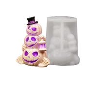 3D Silicone Pumpkin Mould, 3D 3-Layer Reusable Mould with Cylinder - Halloween Skull Shape for Soap Candle Art Crafts Party Classroom and Chocolate