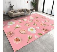 3D Simple Modern Large Plant Non-Slip Carpet, Indoor Area Rug Do Not Fade Pattern Clear For Kids Room Hallways Patio(Flower Floral,180 x 240 cm)