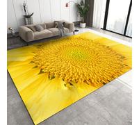 3D Simple Modern Large Plant Non-Slip Carpet, Indoor Area Rug Do Not Fade Pattern Clear For Kids Room Hallways Patio(Sunflower Flower,160 x 200 cm)