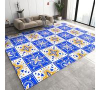 3D Simple Modern Large Plant Non-Slip Carpet, Indoor Area Rug Do Not Fade Pattern Clear For Kids Room Hallways Patio(Tile Print,150 x 200 cm)