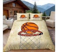 3D Single Duvet Cover Set 3D Printed Basketball Themed Bedding, Contest Soft Microfibre Duvet Cover Sets Quilt Cover and Pillow Set with Zipper 3 Pcs