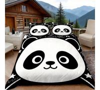3D Single Duvet Cover Set 3D Printed Cartoon Giant Panda Bedding, Cute Lovely Soft Microfibre Duvet Cover Sets Quilt Cover and Pillow Set with Zipper 3 Pcs