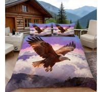 3D Single Duvet Cover Set 3D Printed Eagle Bedding, Nature Scene Soft Microfibre Duvet Cover Sets Quilt Cover and Pillow Set with Zipper 3 Pcs