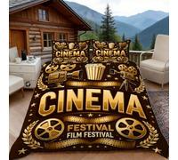 3D Single Duvet Cover Set 3D Printed Movie Bedding, Popcorn Fluffy Soft Microfibre Duvet Cover Sets Quilt Cover and Pillow Set with Zipper 3 Pcs