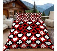 3D Single Duvet Cover Set 3D Printed Poker Player Bedding, Chic Soft Microfibre Duvet Cover Sets Quilt Cover and Pillow Set with Zipper 3 Pcs