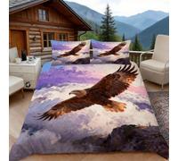 3D Single Duvet Cover Set 3D Printed Watercolor Eagle Bedding, Watercolor Style Soft Microfibre Duvet Cover Sets Quilt Cover and Pillow Set with Zipper 3 Pcs