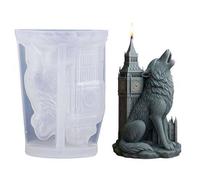 3D Sitting Wolf Candle Silicone Mold, Wolf Candle Molds for Candles Making Resin Casting Aromatherapy Candles Gypsum Craft Home Decorations