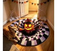3D Skeleton Vortex Quilted Round Halloween Rug,3D Skeleton Rug，B39.4*39.4in