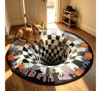 3D Skeleton Vortex Quilted Round Halloween Rug,3D Skeleton Rug，E15.7*15.7in | 3D Halloween Rugs Indoor,3D Rugs Optical Illusion Halloween,Creates Depth,for Entryways,Living Rooms