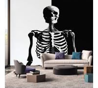 3D Skeleton Wallpaper, Black White Gothic Wallpaper Murals, 3D Skeleton Room Decor Wall Art for Bedroom Kitchen Living Room 500L x 350W cm