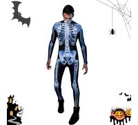 3D-Skelettkostüm Für Halloween - Realistisches Ganzkörperkostüm Mit Knochenmotiv Für Kinder & Erwachsene | Gruseliges Skelett-Outfit Für Karneval, Mottopartys & Cosplay