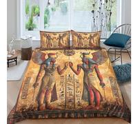 3D Skin-Friendly Microfiber Ancient Egyptian Gods Comforter Cover Soft Bedding Pillow Shams Mythical Art With Bed Quilt Cover All Season, Easy Care, Washable Kids Teens Boys Girls Double(200x200cm)