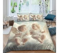 3D Skin-Friendly Microfiber angel babies Comforter Cover Ultra Soft Bedding Set w/ Pillow Cases heavenly cloud scene Quilt Cover Set All Season, Easy Care, Washable Teens Adults Super king（260x220cm）