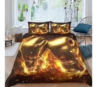 3D Skin-Friendly Microfiber boxing gloves Comforter Cover Soft Bedding Set w/ Pillow Shams fighting spirit style Bed Quilt Cover All Season, Easy Care, Kids Teens Boys Girls Double（200x200cm）