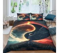 3D Skin-Friendly Microfiber Cosmic yin yang Comforter Cover Soft Bedding Pillow Shams mythical celestial art Bed Quilt Cover All Season, Easy Care, Washable Kids Teens Boys Girls Double(200x200cm)