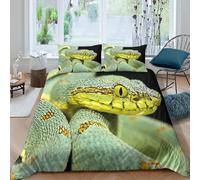 3D Skin-Friendly Microfiber exotic-snake-closeup Comforter Cover Ultra Soft Bedding Pillow Cases wild-reptile-nature Quilt Cover Set All Season, Easy Care, Washable Teens Adults Single(135x200cm)