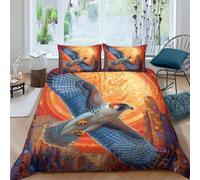 3D Skin-Friendly Microfiber Falcon in flight Quilt Cover All Season Bedding Set with Pillow Cases Mosaic Style Comforter Cover Easy Care Breathable for Kids Teens Adults Super king（260x220cm）