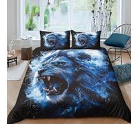 3D Skin-Friendly Microfiber lion roaring Comforter Cover Ultra Soft Bedding Set w/Pillow Cases digital fantasy art Quilt Cover Set All Season, Easy Care, Washable Teens Adults Super king（260x220cm）