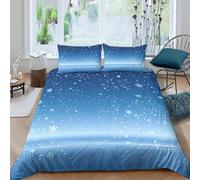 3D Skin-Friendly Microfiber Snowfall scene Comforter Cover Soft Bedding Set w/ Pillow Shams Winter l&scape style Bed Quilt Cover All Season, Easy Care, Kids Teens Boys Girls Single（140x200cm）