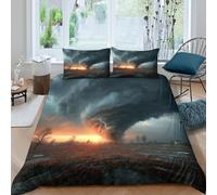 3D Skin-Friendly Microfiber Stormy sky Comforter Cover Ultra Soft Bedding Set w/ Pillow Cases Dramatic weather scene Quilt Cover Set All Season Easy Care, Washable for Teens Adults Single（135x200cm）