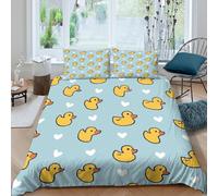 3D Skin-Friendly Microfiber Yellow duck pattern Comforter Cover Soft Bedding Pillow Shams Cute cartoon design Bed Quilt Cover All Season, Easy Care, Washable Kids Teens Boys Girls Double(200x200cm)