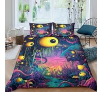 3D Skin Friendly Microfibre alien landscape Duvet Cover Sets Easy Care Bedding Set with Pillow Cases fantasy surreal art Quilt Cover Sets Breathable Machine Washable for Home Decor Double（200x200cm）