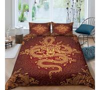3D Skin-Friendly Microfibre Chinese dragon Bed Quilt Cover Soft Bedding Set w/Pillowcases traditional art style Duvet Cover All Season Breathable Machine Washable for Bedroom Decor Double（200x200cm）