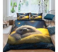 3D Skin-Friendly Microfibre Cute sloth sleeping Quilt Cover Set All Season Bedding Set with Pillow Shams fantasy bedtime Comforter Cover Easy Care, Washable for Bedroom Decor Super king（260x220cm）