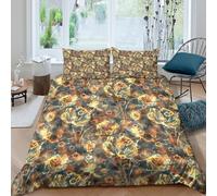 3D Skin-Friendly Microfibre Floral patterns Duvet Cover All Season Bedding Sets with Matching Pillowcase Abstract glowing design Quilt Cover Set Easy Care, Washable for All Single（135x200cm）