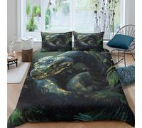 3D Skin-Friendly Microfibre jungle snake Quilt Cover Set All Season Bedding Set with Pillow Shams wild animal art style Comforter Cover Easy Care Machine Washable for Bedroom Decor Double（200x200cm）