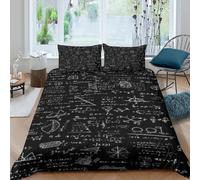 3D Skin-Friendly Microfibre mathematical 4mulas Bedding Quilt Cover Breathable Bedding Set w/ Pillow Cases h&written style Comforter Cover All Season, Easy Care, Washable Couples Single（135x200cm）