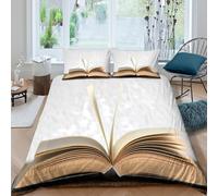 3D Skin-Friendly Microfibre Open book Duvet Cover All Season Bedding Sets with Matching Pillowcase Classic literature style Quilt Cover Set Easy Care, for Men Women Kids Super king（260x220cm）