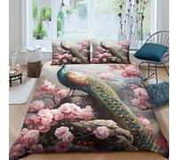 3D Skin-Friendly Microfibre Peacock in bloom Bedding Quilt Cover All Season Bedding Pillow Cases Nature fantasy art Bed Quilt Cover Easy Care Breathable Washable Bedroom Decor Super king(260x220cm)