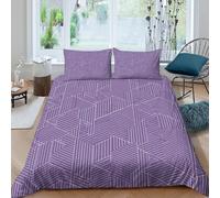 3D Skin-Friendly Microfibre Purple geometric lines Bedding Quilt Cover All Season Bedding Pillow Cases Modern abstract Bed Quilt Cover Easy Care Breathable Washable Bedroom Decor Single(140x200cm)