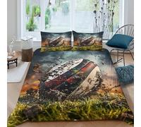 3D Skin-Friendly Microfibre Rugby ball impact Duvet Cover All Season Bedding Sets with Matching Pillowcase Sports action style Quilt Cover Set Easy Care, Washable for Men Women Kids Double（200x200cm）
