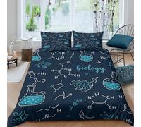 3D Skin-Friendly Microfibre Science Illustrations Duvet Cover All Season Bedding Sets with Matching Pillowcase Hand Drawn Biology Quilt Cover Set Easy Care, Washable for All Super king（260x220cm）