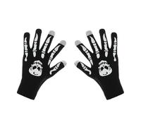 3D Skull Bone Skeleton Gloves for Halloween Horror, Cycling, Mountain Biking, Cosplay Costume - Full Finger White Ghost Gloves for Adult Teens Men Women