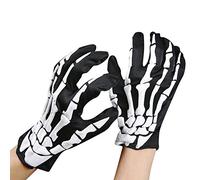 3D Skull Bone Skeleton Gloves for Halloween Horror, Cycling, Mountain Biking, Cosplay Costume - Full Finger White Ghost Gloves for Adult Teens Men Women