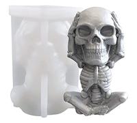 3D Skull Candle Mold Column Silicone Resin Mold for Aromatherapy Candles Resin Casting Wax Making Polymer Clay DIY Craft (Don't Listen)