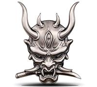3D Skull Emblem Ghost Fangs Warrior Skull Samurai Warrior Metal Car Sticker Japanese Samurai Decal Emblem for Car Motorcycle