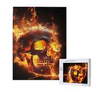 3d Skull Fire Flame Death Hell Demon Black Personalised 500 Piece Wooden Jigsaw Puzzle For Adults, Custom Portrait Picture