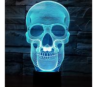 3D Skull Night Light USB Touch Switch Decor Table Desk Optical Illusion Lamps 7 Color Changing Lights LED Table Lamp Xmas Home Love Brithday Children Kids Decor Toy Gift