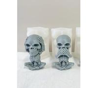 3D Skull Silicone Molds for Resin, Plaster, Jesmonite, and Concrete, Skeleton Epoxy Resin Casting Mold, Silicone Soap Molds, Hear-no, Speak-no (1, Hear-no+Speak-no)